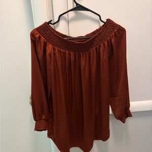 CAbi Women's Rich Rust Smocked Blouse